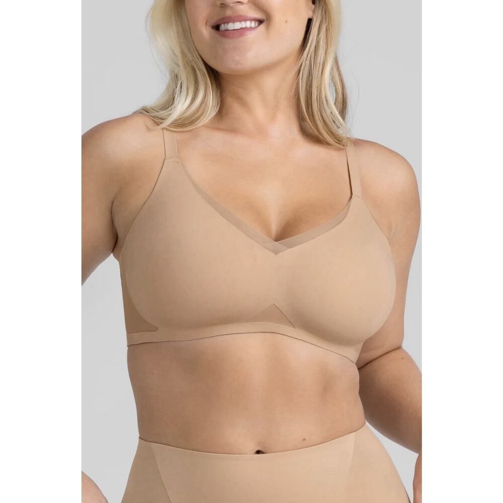 HoneyLove Crossover Bra Size 1X 40 C/D Beige Lined Wireless Comfort Multiway